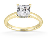 1 Ct Moissanite Solitaire Engagement Ring Princess With Diamonds 14k Yellow Gold